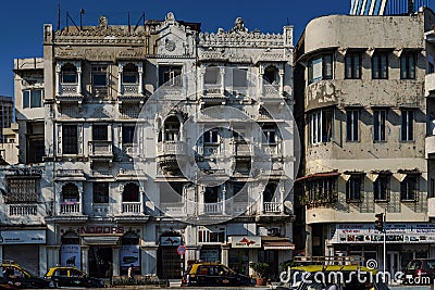 Vintage Carved Windows of Heritage building Chopati Mumbai Editorial Stock Photo