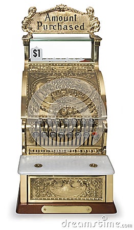 Vintage Cash Register Front View Royalty Free Stock Images - Image: 4619739