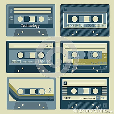 Vintage cassettes set Vector Illustration