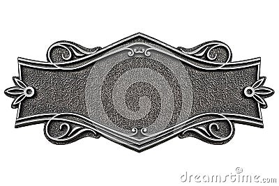 Vintage cast metal plate isolated on white background Stock Photo
