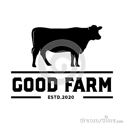 Cow Farm and Angus Beef Logo Vector Illustration