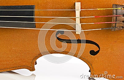 Vintage cello side isolated on white Stock Photo