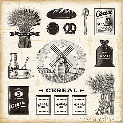 Vintage cereal set Vector Illustration