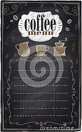 Vintage chalk coffee menu. Vector Illustration