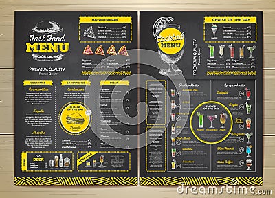 Vintage chalk drawing fast food menu design Vector Illustration