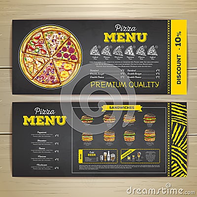 Vintage chalk drawing fast food menu design Vector Illustration