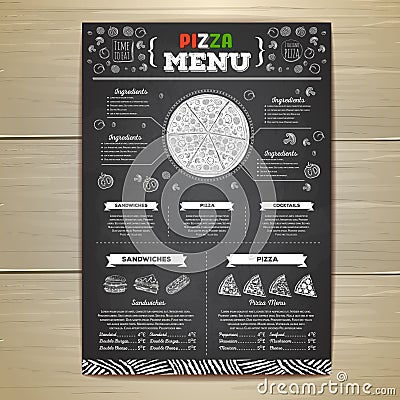 Vintage chalk drawing fast food menu design. Vector Illustration