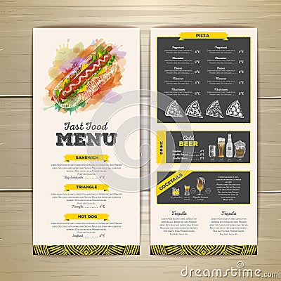 Vintage chalk drawing fast food menu design Vector Illustration