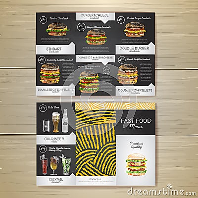 Vintage chalk drawing fast food menu. Sandwich sketch Vector Illustration