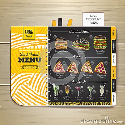 Vintage chalk drawing fast food menu. Sandwich sketch Vector Illustration