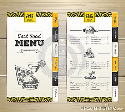 Vintage chalk drawing fast food menu. Sandwich sketch Vector Illustration