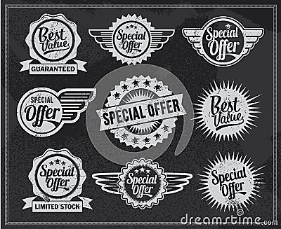 Vintage chalkboard sale icons. Vector design set Vector Illustration