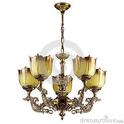 Vintage Chandelier isolated on white Stock Photo