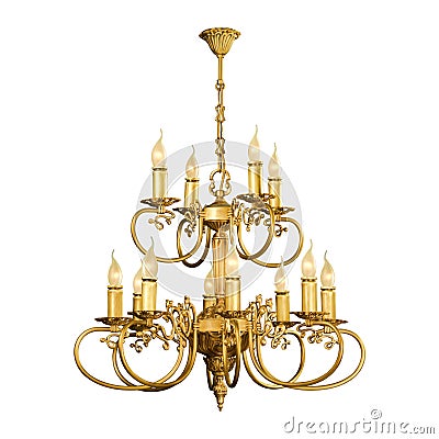 Vintage chandelier isolated on white Stock Photo