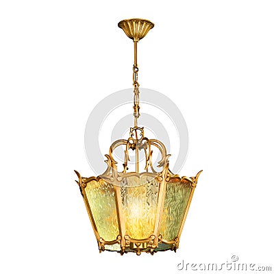 Vintage chandelier isolated on white Stock Photo