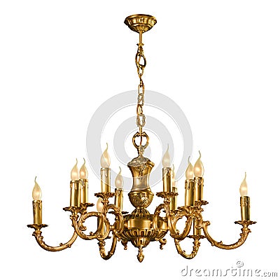 Vintage chandelier isolated on white Stock Photo