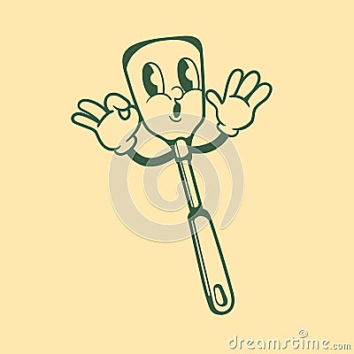 Vintage character design of spatula Vector Illustration