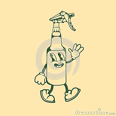Vintage character design of spray bottle Vector Illustration