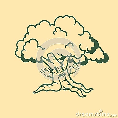 Vintage character design of tree Vector Illustration