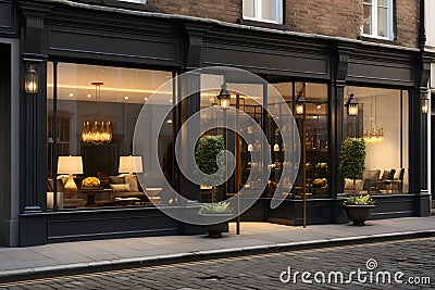 Vintage charming store front with wood carpentry and an elegant retro feel. 3d render. ia generated Stock Photo