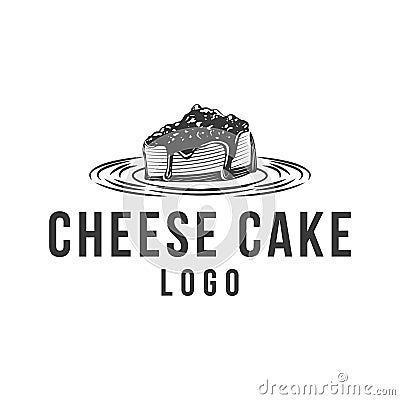 Vintage cheese cake logo design Stock Photo