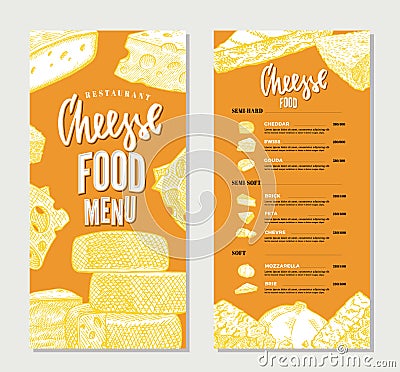 Vintage Cheese Restaurant Menu Template Vector Illustration