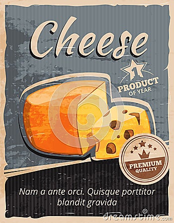 Vintage cheese vector poster Vector Illustration
