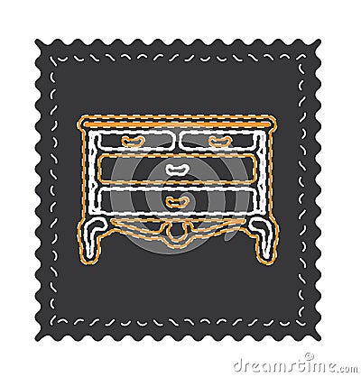 Vintage chest of drawers vector, old fancy ornament. Vector Illustration