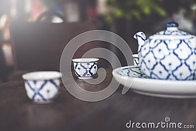 Vintage China Ceramic, Chinese Porcelain, Tea set Stock Photo