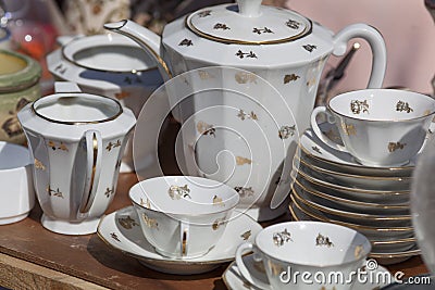 Vintage china coffee set Stock Photo