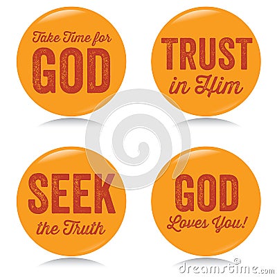 Vintage Christian buttons, yellow Vector Illustration