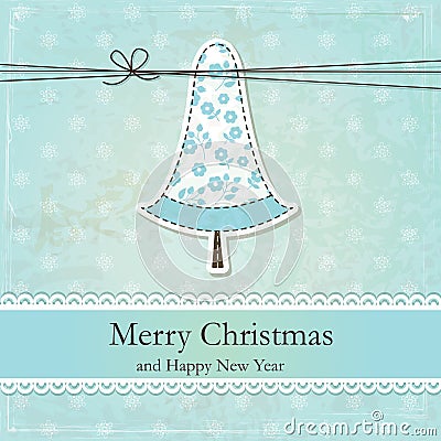 Vintage Christmas background with cute Christmas Tree Vector Illustration