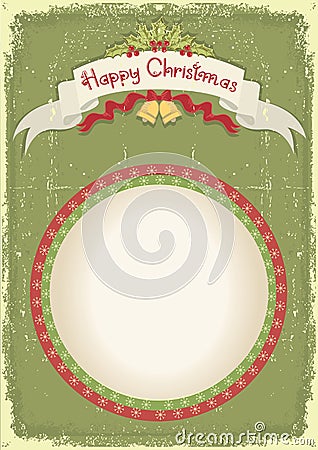 Vintage christmas card with scroll Vector Illustration