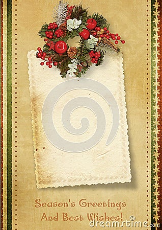 Vintage Christmas card with the wishes Stock Photo