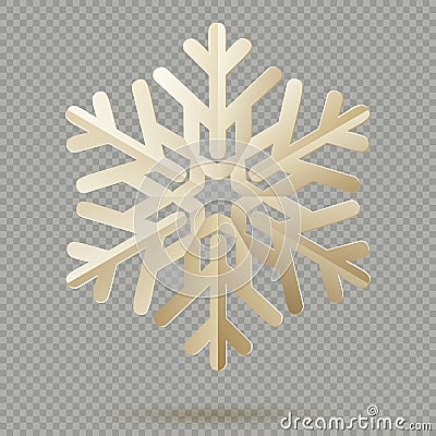 Vintage Christmas decoration paper snowflakes with shadow isolated on transparent background. EPS 10 Vector Illustration