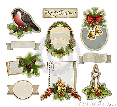 Vintage christmas decorative elements Stock Photo