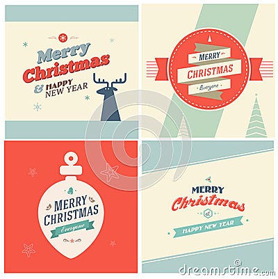 Vintage Christmas Elements Background With Typography eps 10 Vector Illustration