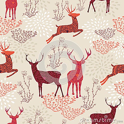 Vintage Christmas elements seamless pattern backgr Vector Illustration