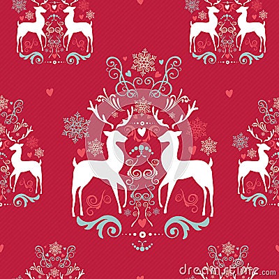 Vintage Christmas elements seamless pattern backgr Vector Illustration