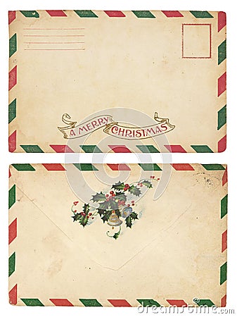 Vintage Christmas Envelope Stock Photo