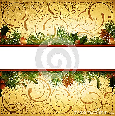Vintage Christmas and New Year Frame Stock Photo
