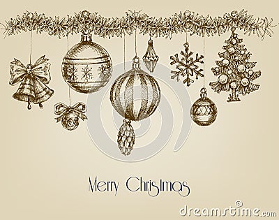 Vintage Christmas ornaments Vector Illustration