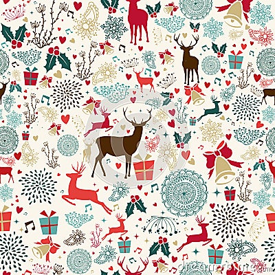 Vintage Christmas Reindeer Seamless Pattern Royalty Free Stock Image ...