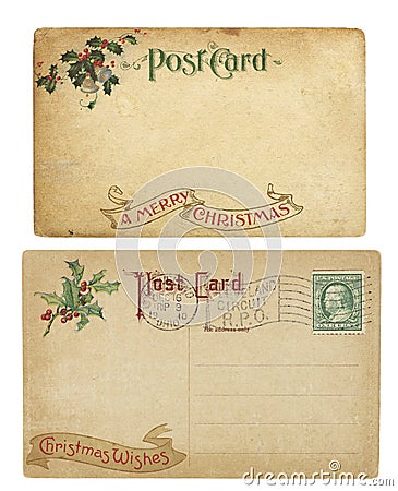 Vintage Christmas Theme Postcards Editorial Stock Photo