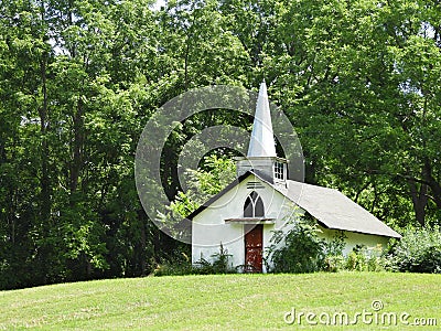 Vintage church on hill in Finger Lakes Stock Photo