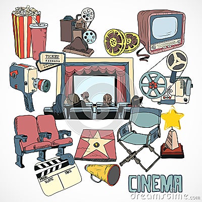 Vintage cinema concept poster Vector Illustration