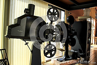 Vintage cinema projector in a museum Editorial Stock Photo