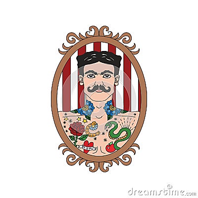 Vintage circus illustrations collection. Vector Illustration