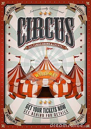 Vintage Circus Poster With Big Top Vector Illustration