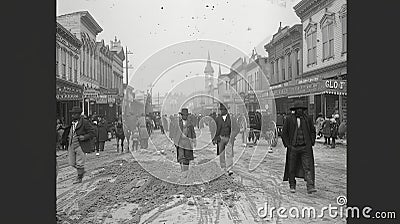 Vintage City Street Scene Stock Photo